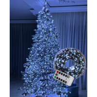 LED гірлянда Роса 200 метрів 2000 діодів, срібний провід, USB та пульт, 8 режимів